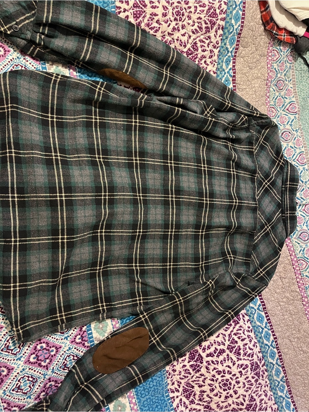 Cavalini Green and Black Plaid Button-Up Shirt